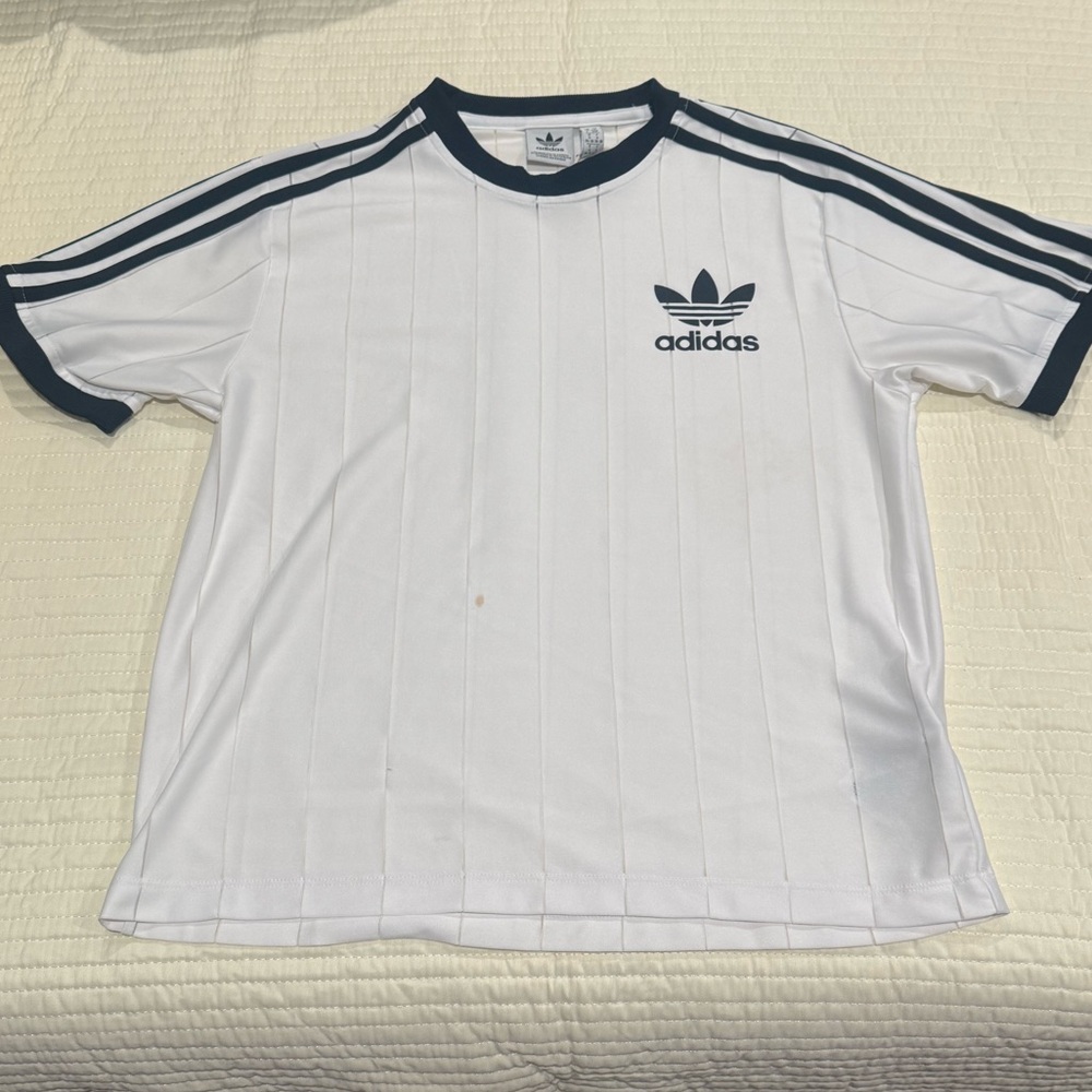 Adidas White Tee with Black Collar